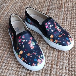Boemos flowered leather slip-ons